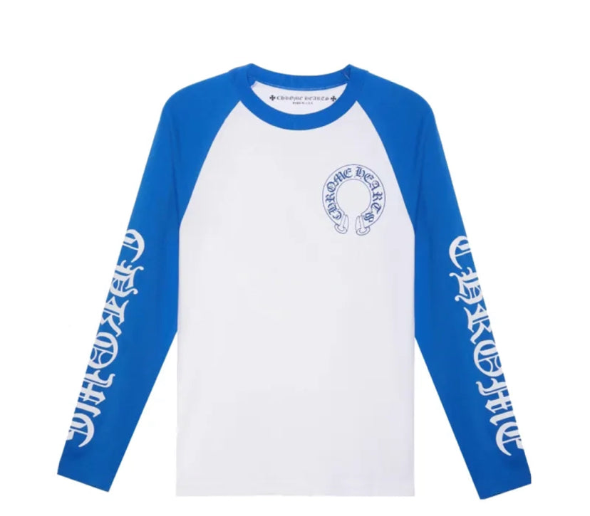 Chrome Hearts CH Baseball Shirt White/Blue CH