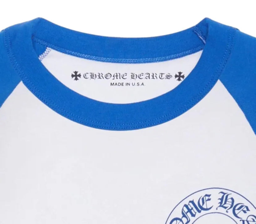 Chrome Hearts CH Baseball Shirt White/Blue CH